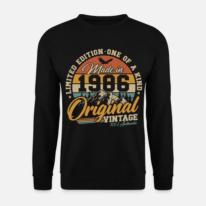 1986 Jahrgang Vintage Geburtstag Geschenk Retro - Unisex Pullover - Schwarz