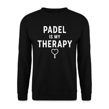 Padel is my Therapy Sportler Statement - Unisex Pullover - Schwarz - Vorne - Alina (178cm) & Michal (187cm)