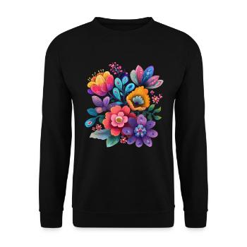 Flowers Colorful Blossoms Floral Garden - Unisex Sweatshirt - black - Front - Alina (178cm) & Michal (187cm)