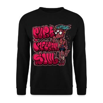 Neonpinkes Graffiti-Monster - Unisex Pullover - Schwarz - Vorne - Alina (178cm) & Michal (187cm)
