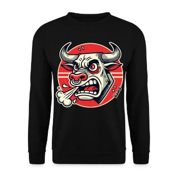 Wütender Bulle Retro-Logo - Unisex Pullover - Schwarz - Vorne - Alina (178cm) & Michal (187cm)