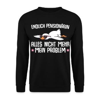 Pensioner Goose with Sunglasses - Pension - Unisex Sweatshirt - black - Front - Alina (178cm) & Michal (187cm)