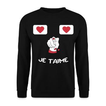 Humor-Botschaft: Liebe Valentinstag - Unisex Pullover - Schwarz - Vorne - Alina (178cm) & Michal (187cm)