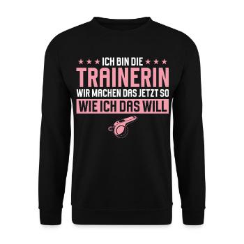 Entraîneur : cadeau amusant Sport Fitness Déclaration - Sweat-shirt Unisexe - noir - Devant - Alina (178cm) & Michal (187cm)