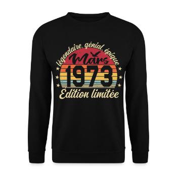 March 1973 53 Years Birthday Gift March 1973 - Unisex Sweatshirt - black - Front - Alina (178cm) & Michal (187cm)