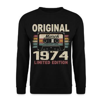Mars 1974 Vintage mars 1974 - Sweat-shirt Unisexe - noir - Devant - Alina (178cm) & Michal (187cm)