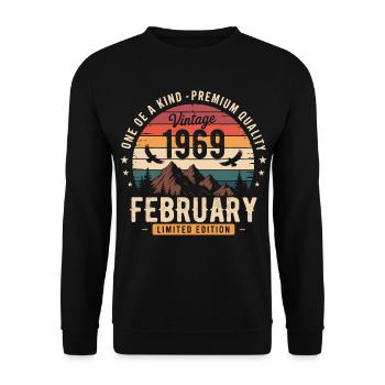 Februar 1969 Vintage-Geburtstag Februar 1969 - Unisex Pullover - Schwarz - Vorne - Alina (178cm) & Michal (187cm)