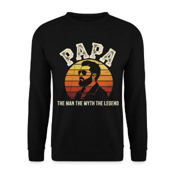 Papa Legend Retro Sun - Unisex Pullover - Schwarz - Vorne - Alina (178cm) & Michal (187cm)