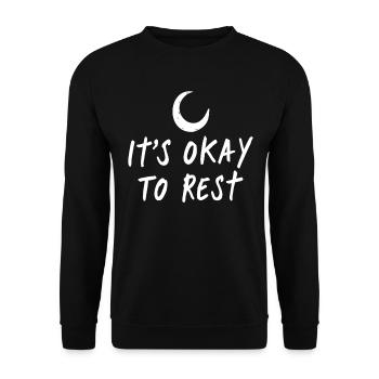 Il est acceptable de se reposer Lettrage en croissant de lune - Sweat-shirt Unisexe - noir - Devant - Alina (178cm) & Michal (187cm)