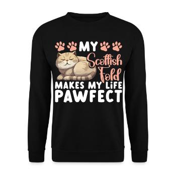 Scottish Fold Besitzer Katze Stofftier Scottish - Unisex Pullover - Schwarz - Vorne - Alina (178cm) & Michal (187cm)