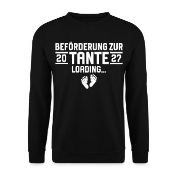 Beförderung zur Tante 2027 loading - Unisex Pullover - Schwarz - Vorne - Alina (178cm) & Michal (187cm)