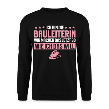 Construction Manager Funny Saying Construction Site - Unisex Sweatshirt - black - Front - Alina (178cm) & Michal (187cm)