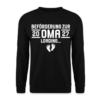 Beförderung zur Oma 2027 loading - Unisex Pullover - Schwarz - Vorne - Alina (178cm) & Michal (187cm)