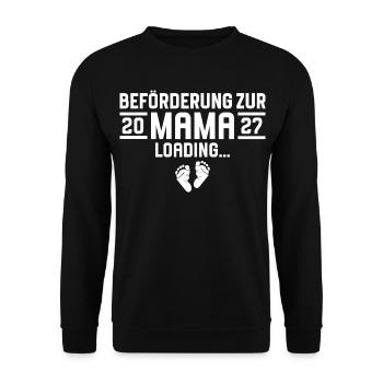Beförderung zur Mama 2027 loading - Unisex Pullover - Schwarz - Vorne - Alina (178cm) & Michal (187cm)