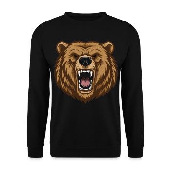 Grizzly_Head_Ours_Rugissant_Portrait - Sweat-shirt Unisexe - noir - Devant - Alina (178cm) & Michal (187cm)