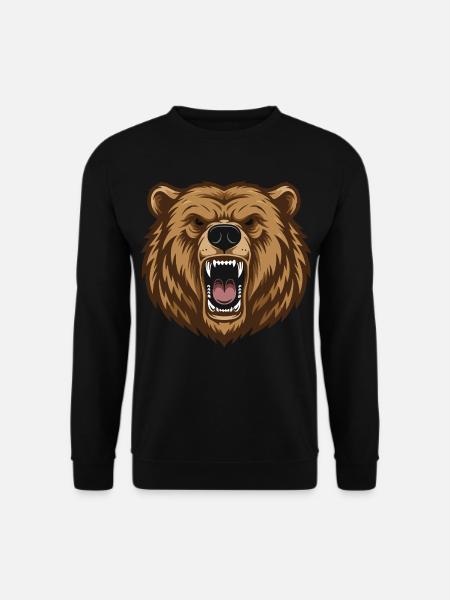 Grizzly_Head_Ours_Rugissant_Portrait - Unisex Sweatshirt - black