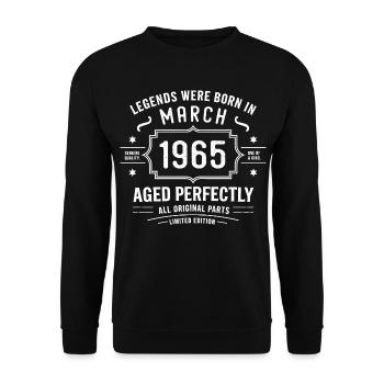 Legendär seit 61. März 1965 Geburtstag März 1965 - Unisex Pullover - Schwarz - Vorne - Alina (178cm) & Michal (187cm)