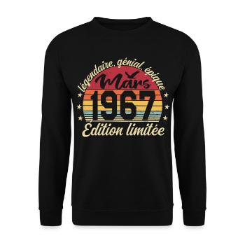 March 1967 59 Years Birthday Gift March 1967 - Unisex Sweatshirt - black - Front - Alina (178cm) & Michal (187cm)