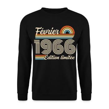 Nées en Février 1966 | 60ème Anniversaire - Sweat-shirt Unisexe - noir - Devant - Alina (178cm) & Michal (187cm)