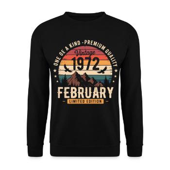 Février 1972 Anniversaire Vintage Février 1972 - Sweat-shirt Unisexe - noir - Devant - Alina (178cm) & Michal (187cm)