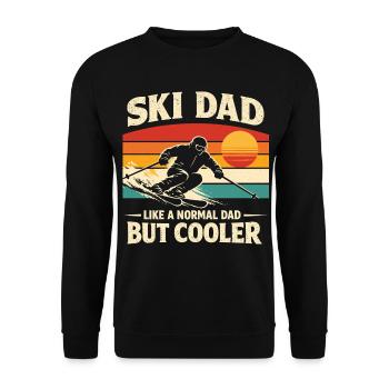 Ski Dad Retro Vintage Skifahrer Papa Geschenk - Unisex Pullover - Schwarz - Vorne - Alina (178cm) & Michal (187cm)