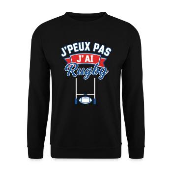 J'peux pas j'ai Rugby - Sweat-shirt Unisexe - noir - Devant - Alina (178cm) & Michal (187cm)