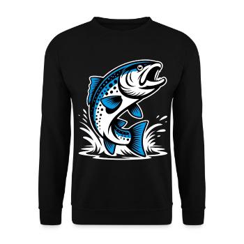 Springende Forelle - Unisex Pullover - Schwarz - Vorne - Alina (178cm) & Michal (187cm)