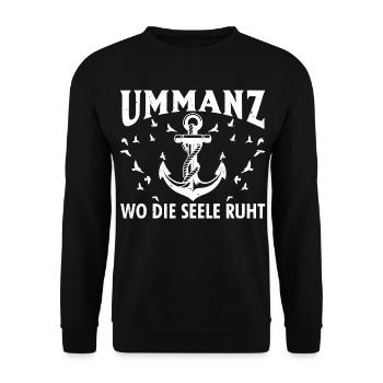 Insel Ummanz WO DIE SEELE RUHT Lustiges - Unisex Pullover - Schwarz - Vorne - Alina (178cm) & Michal (187cm)