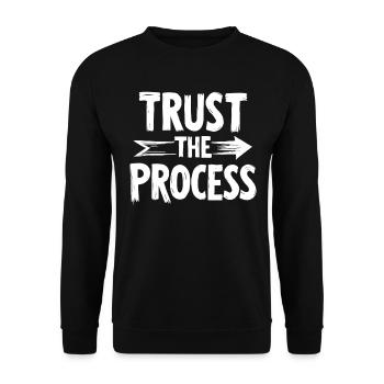 Trust the Process Lettering with Arrow Graphic - Unisex Sweatshirt - black - Front - Alina (178cm) & Michal (187cm)