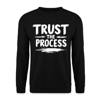 Trust the Process Lettering with Arrows Graphic - Unisex Sweatshirt - black - Front - Alina (178cm) & Michal (187cm)