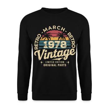 Anniversaire Mars 1978 Édition Limitée Retro March - Sweat-shirt Unisexe - noir - Devant - Alina (178cm) & Michal (187cm)