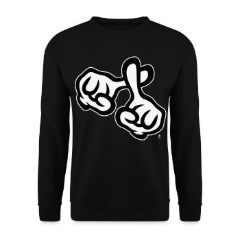 Finger cross (hands / cross / religion / NEG 1C) - Unisex Sweatshirt - black - Front - Alina (178cm) & Michal (187cm)