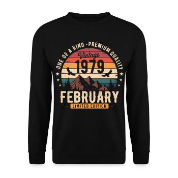 Februar 1979 Vintage Geburtstag Februar 1979 - Unisex Pullover - Schwarz - Vorne - Alina (178cm) & Michal (187cm)