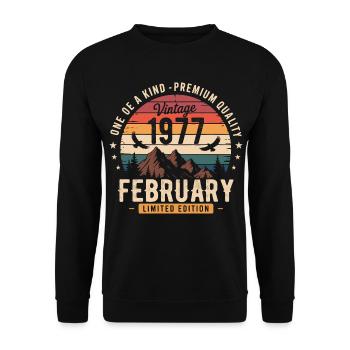 Février 1977 Anniversaire Vintage Février 1977 - Sweat-shirt Unisexe - noir - Devant - Alina (178cm) & Michal (187cm)