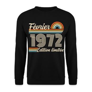 Geboren im Februar 1972 | 54. Jubiläum - Unisex Pullover - Schwarz - Vorne - Alina (178cm) & Michal (187cm)