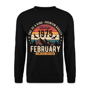 February 1975 Vintage Anniversary February 1975 - Unisex Sweatshirt - black - Front - Alina (178cm) & Michal (187cm)