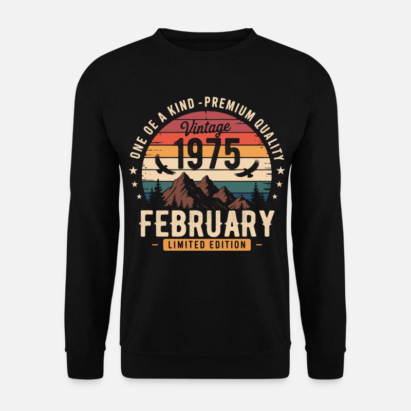 Februar 1975 Vintage-Jahrestag Februar 1975 - Unisex Pullover - Schwarz