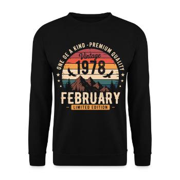 Februar 1978 Vintage Geburtstag Februar 1978 - Unisex Pullover - Schwarz - Vorne - Alina (178cm) & Michal (187cm)