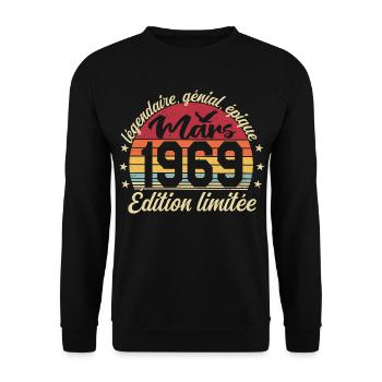 March 1969 57 Years Birthday Gift March 1969 - Unisex Sweatshirt - black - Front - Alina (178cm) & Michal (187cm)