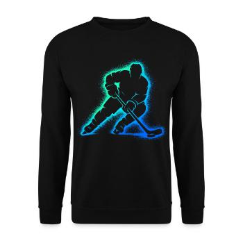 Eishockey Spieler Geschenk Junge Hockey - Unisex Pullover - Schwarz - Vorne - Alina (178cm) & Michal (187cm)
