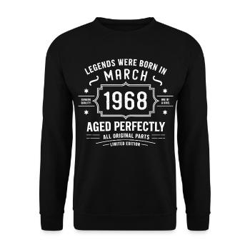 Legendary since March 58, 1968 Birthday March 1968 - Unisex Sweatshirt - black - Front - Alina (178cm) & Michal (187cm)