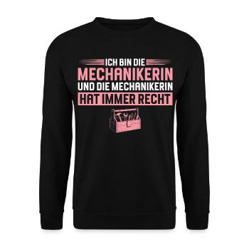 Mechanic is always right Craftswoman - Unisex Sweatshirt - black - Front - Alina (178cm) & Michal (187cm)