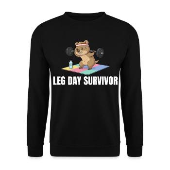 Leg Day Survivor Quokka Workout - Unisex Pullover - Schwarz - Vorne - Alina (178cm) & Michal (187cm)