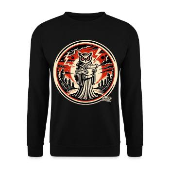 Clever Owl with Letter - Unisex Sweatshirt - black - Front - Alina (178cm) & Michal (187cm)