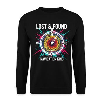 Lost & Found Compass Navigation King - Unisex Sweatshirt - black - Front - Alina (178cm) & Michal (187cm)