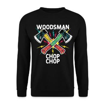 Woodsman Chop Chop Camping-Äxte - Unisex Pullover - Schwarz - Vorne - Alina (178cm) & Michal (187cm)