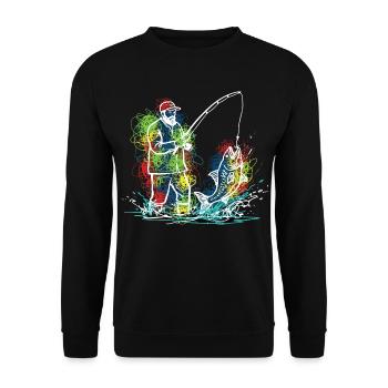 Fischerlegende Fischerfisch - Unisex Pullover - Schwarz - Vorne - Alina (178cm) & Michal (187cm)