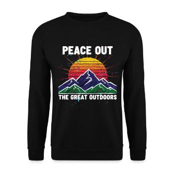 Frieden draußen Great Outdoors Mountain Sun - Unisex Pullover - Schwarz - Vorne - Alina (178cm) & Michal (187cm)
