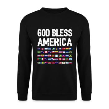 God Bless America Continent All Countries Heritage - Unisex Sweatshirt - black - Front - Alina (178cm) & Michal (187cm)