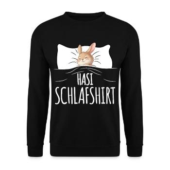 Hasi Schlafshirt schwarz - Unisex Pullover - Schwarz - Vorne - Alina (178cm) & Michal (187cm)